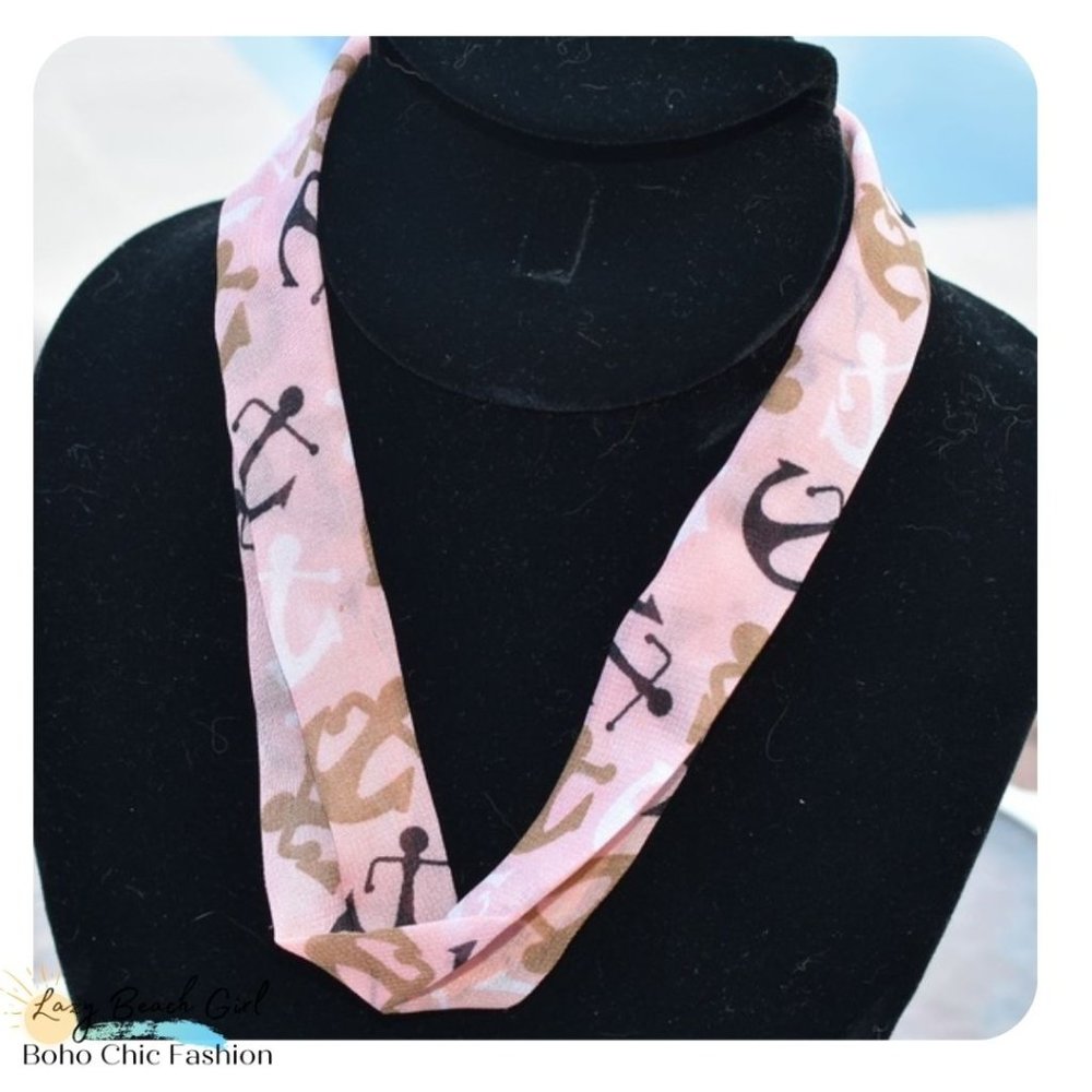 Anchor Scarf Necklace - Pink